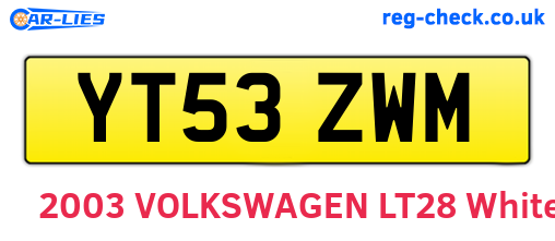 YT53ZWM are the vehicle registration plates.