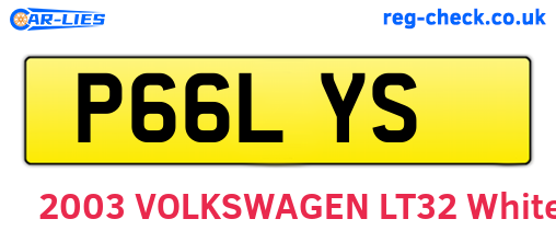 P66LYS are the vehicle registration plates.