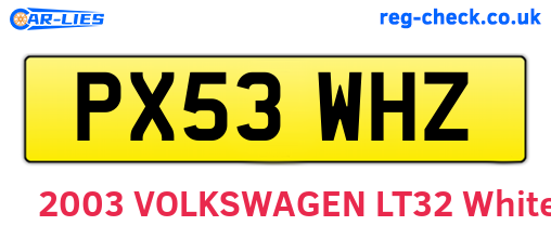 PX53WHZ are the vehicle registration plates.