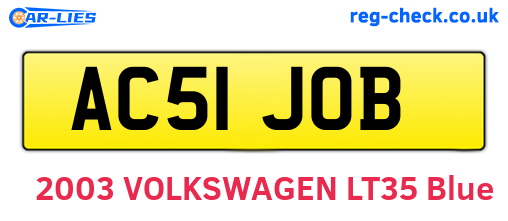 AC51JOB are the vehicle registration plates.