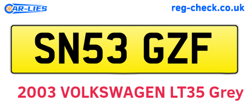 SN53GZF are the vehicle registration plates.