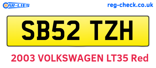 SB52TZH are the vehicle registration plates.
