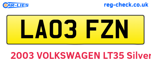 LA03FZN are the vehicle registration plates.