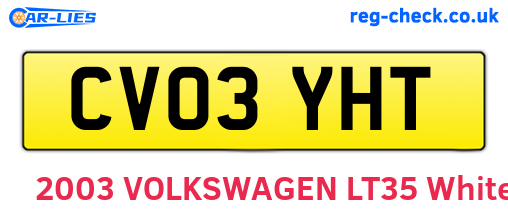 CV03YHT are the vehicle registration plates.