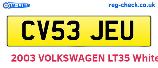 CV53JEU are the vehicle registration plates.