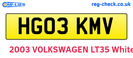 HG03KMV are the vehicle registration plates.
