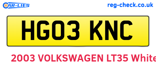 HG03KNC are the vehicle registration plates.