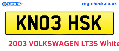 KN03HSK are the vehicle registration plates.
