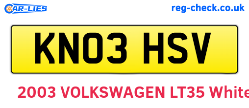 KN03HSV are the vehicle registration plates.