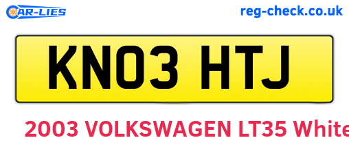 KN03HTJ are the vehicle registration plates.