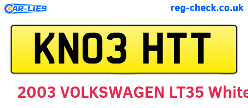 KN03HTT are the vehicle registration plates.
