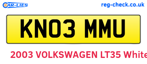 KN03MMU are the vehicle registration plates.