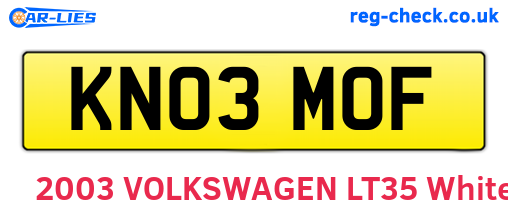 KN03MOF are the vehicle registration plates.