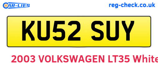 KU52SUY are the vehicle registration plates.