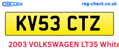 KV53CTZ are the vehicle registration plates.