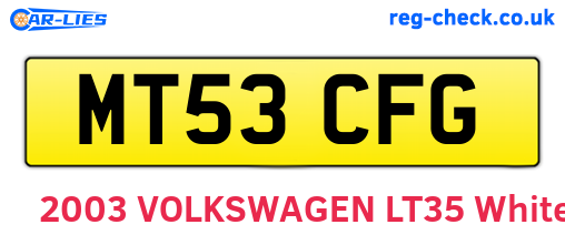 MT53CFG are the vehicle registration plates.