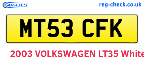 MT53CFK are the vehicle registration plates.
