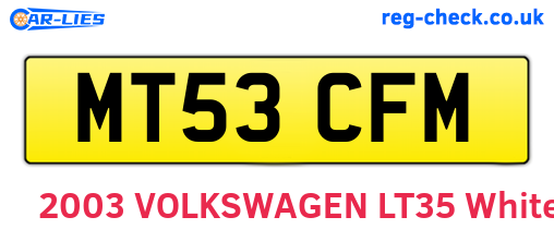 MT53CFM are the vehicle registration plates.