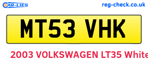 MT53VHK are the vehicle registration plates.