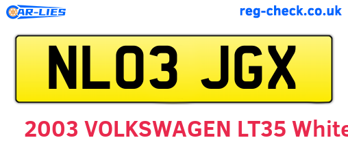 NL03JGX are the vehicle registration plates.