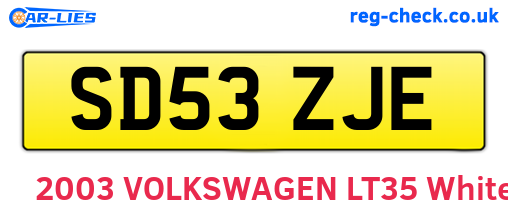 SD53ZJE are the vehicle registration plates.