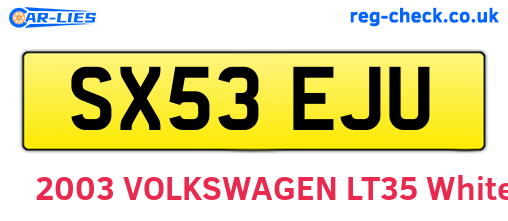 SX53EJU are the vehicle registration plates.