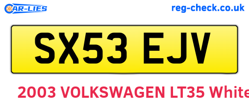 SX53EJV are the vehicle registration plates.