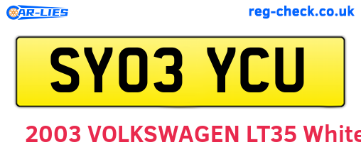 SY03YCU are the vehicle registration plates.