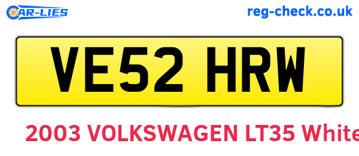 VE52HRW are the vehicle registration plates.
