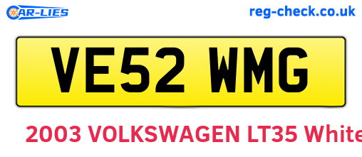 VE52WMG are the vehicle registration plates.