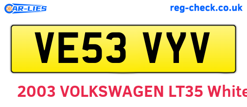 VE53VYV are the vehicle registration plates.
