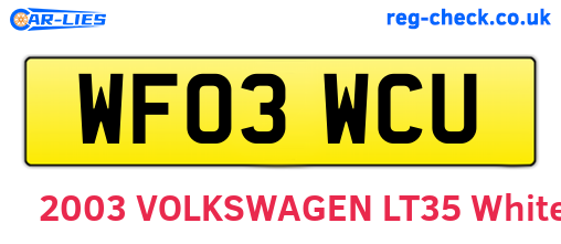 WF03WCU are the vehicle registration plates.