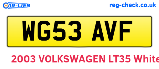 WG53AVF are the vehicle registration plates.