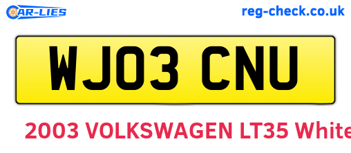 WJ03CNU are the vehicle registration plates.