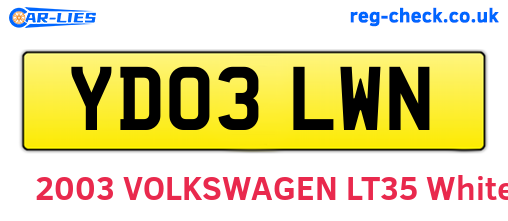 YD03LWN are the vehicle registration plates.