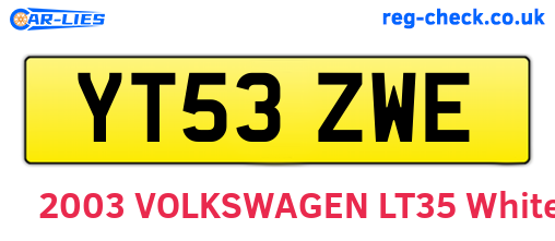 YT53ZWE are the vehicle registration plates.