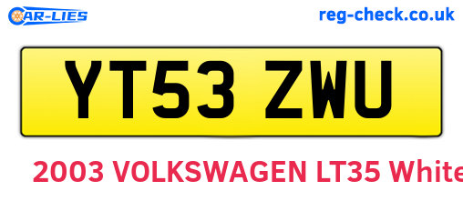 YT53ZWU are the vehicle registration plates.