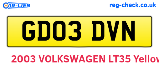 GD03DVN are the vehicle registration plates.