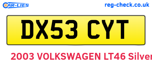 DX53CYT are the vehicle registration plates.