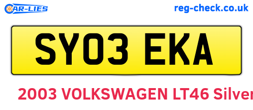 SY03EKA are the vehicle registration plates.