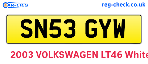 SN53GYW are the vehicle registration plates.