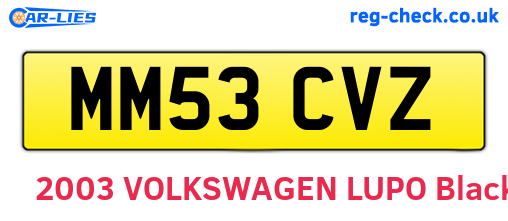 MM53CVZ are the vehicle registration plates.