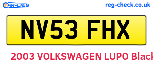 NV53FHX are the vehicle registration plates.