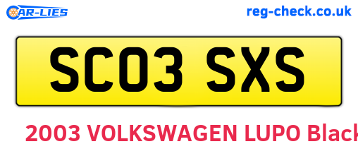SC03SXS are the vehicle registration plates.