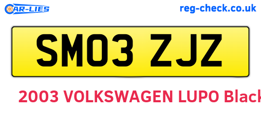 SM03ZJZ are the vehicle registration plates.