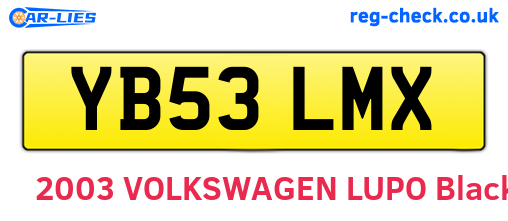 YB53LMX are the vehicle registration plates.