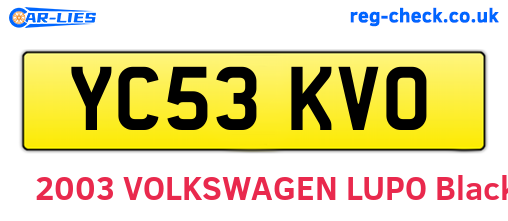 YC53KVO are the vehicle registration plates.