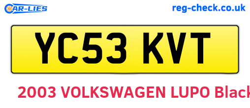 YC53KVT are the vehicle registration plates.