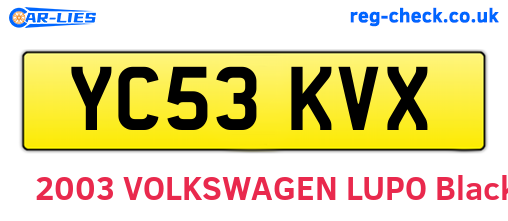 YC53KVX are the vehicle registration plates.