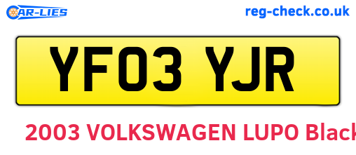 YF03YJR are the vehicle registration plates.